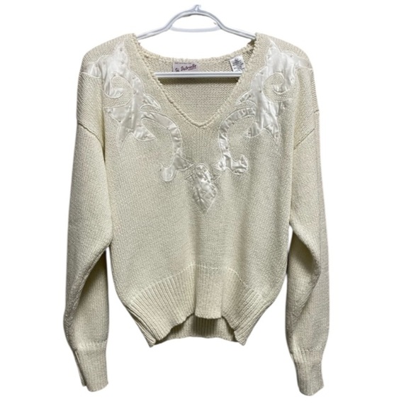 Vintage 80s Cream Knit Sweater Women’s Large - Picture 9 of 9